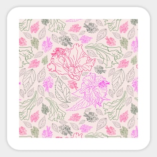 Assorted leaves and flowers neon colors Sticker